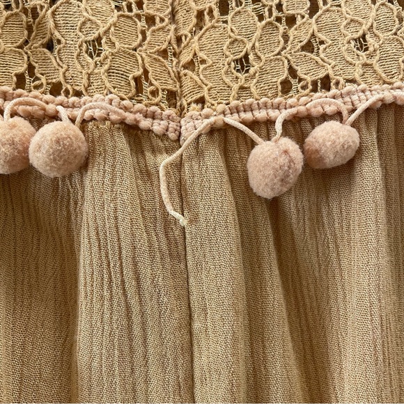 Eloquii Mustard Yellow Lace  Pom Fit & Flare Belted Tie Dress - Picture 11 of 12